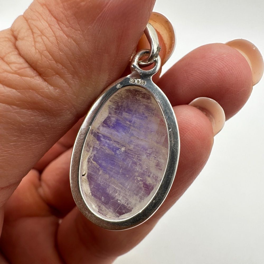NWOT Faceted‎ 24x16mm Moonstone pendant in solid Sterling Silver! - Picture 6 of 7